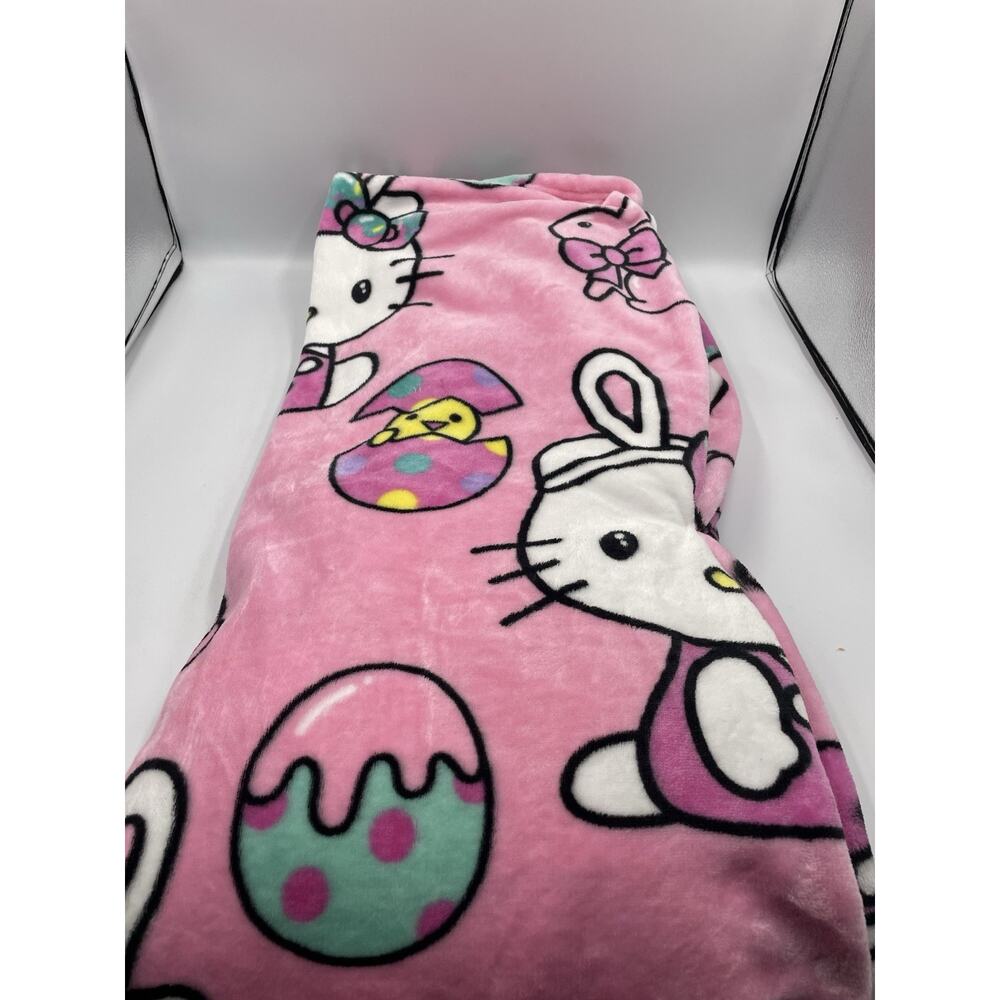 Hello Kitty Pink Bunny Easter Plush Silk Touch Throw Blanket 50x70 NEW With Tags